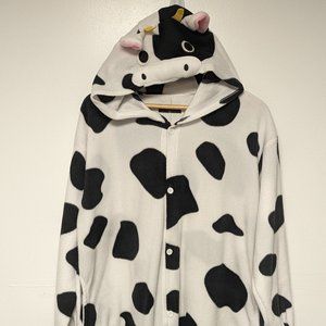 Newcosplay Unisex adult plush one piece pajamas. size M.  Cow print.
